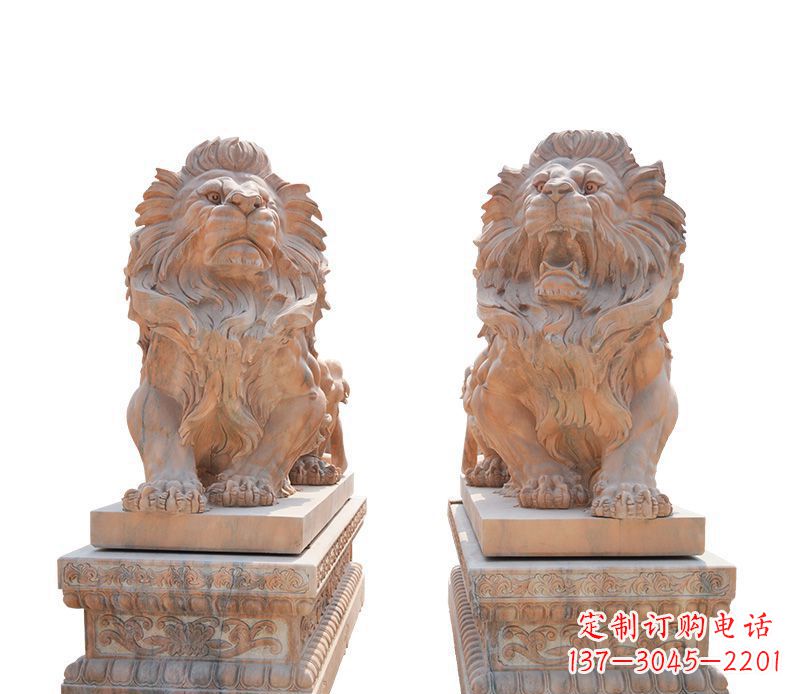 宁夏晚霞红欧式狮子雕塑