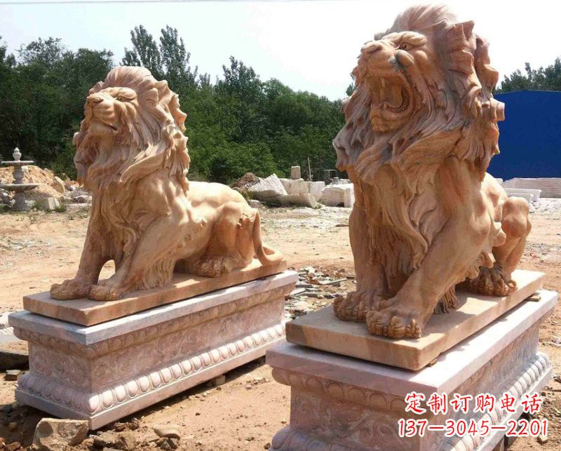 宁夏晚霞红欧式狮子雕塑222