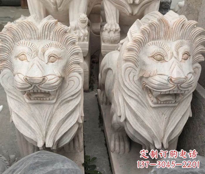 宁夏晚霞红欧式狮子石雕 (2)
