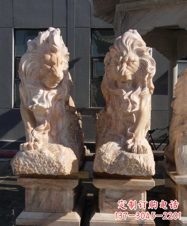 宁夏晚霞红欧式狮子石雕