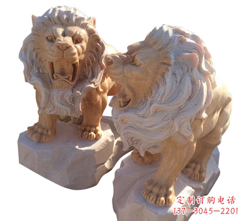 宁夏晚霞红欧式西洋狮子雕塑