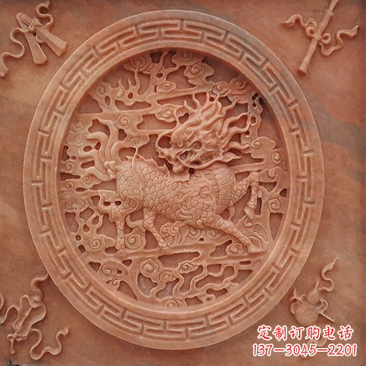 宁夏晚霞红麒麟建筑装饰壁画