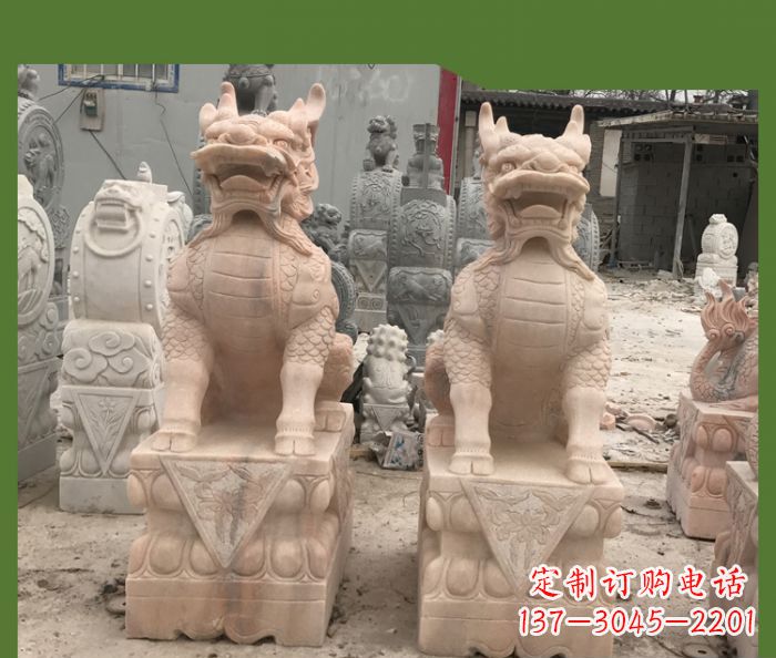 宁夏晚霞红麒麟招财镇宅石雕 (3)