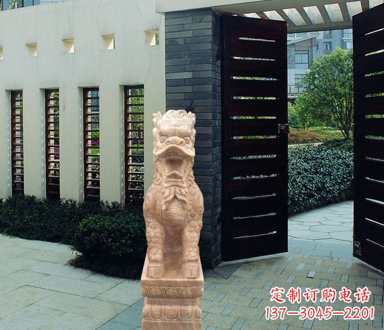 宁夏晚霞红瑞兽麒麟雕塑