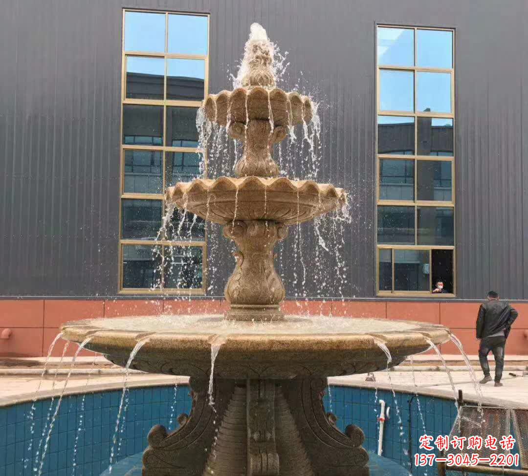 宁夏晚霞红三层音乐喷泉