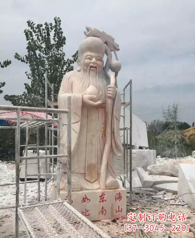 宁夏晚霞红神像老寿星雕塑