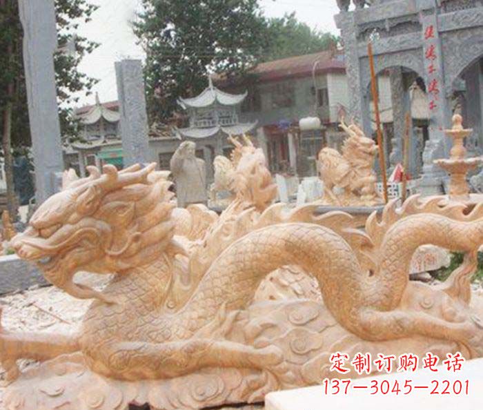宁夏晚霞红生肖龙石雕