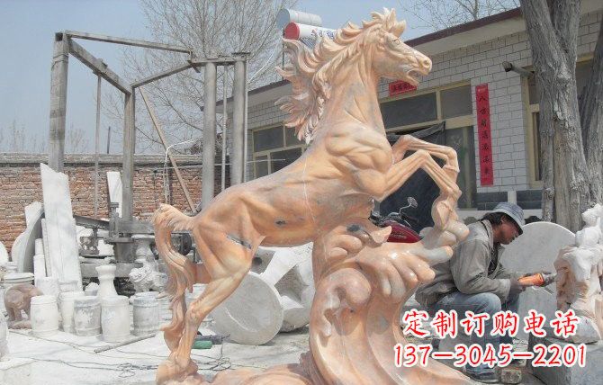 宁夏晚霞红踏浪奔马石雕222