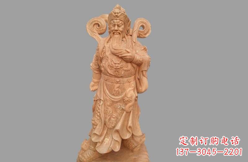 宁夏晚霞红武财神关公雕像