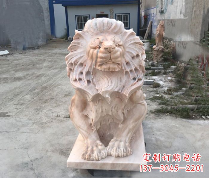 宁夏晚霞红西洋欧式狮子石雕