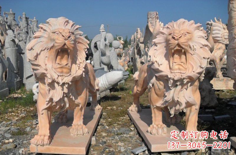 宁夏晚霞红西洋狮子雕塑