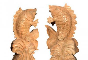 宁夏中领雕塑：精美的鲤鱼喷水晚霞红石雕