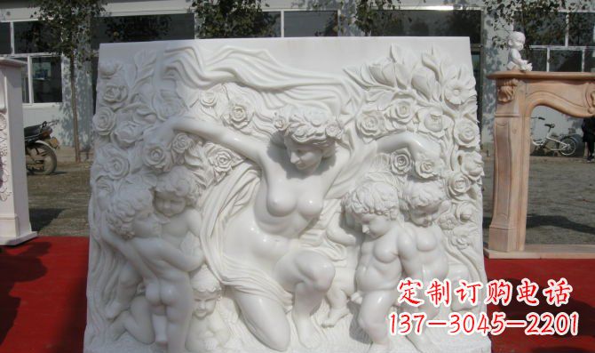 宁夏西方女人与孩子汉白玉浮雕