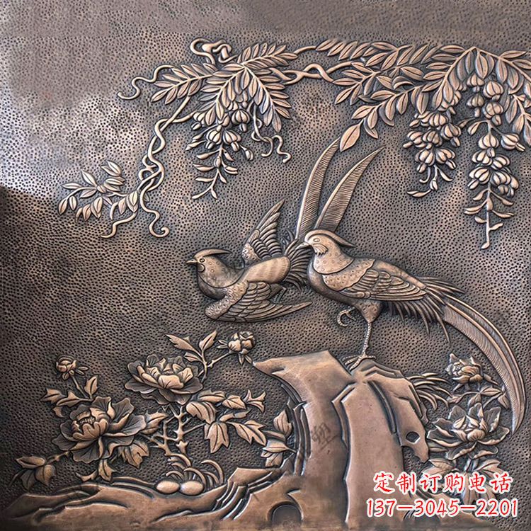 宁夏喜鹊紫铜浮雕装饰画