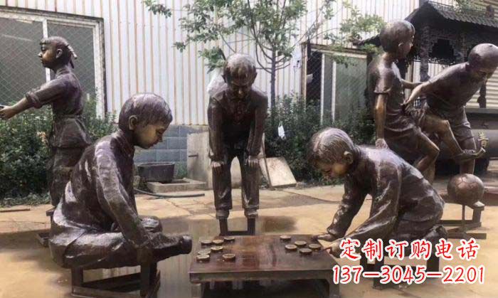 宁夏下象棋儿童铜雕 (2)