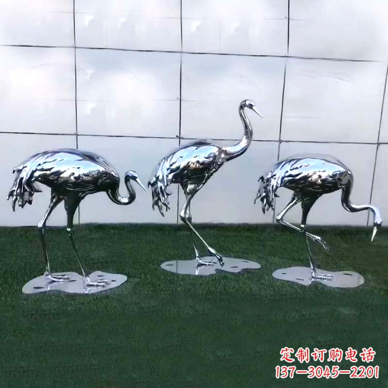 宁夏仙鹤镜面不锈钢雕塑