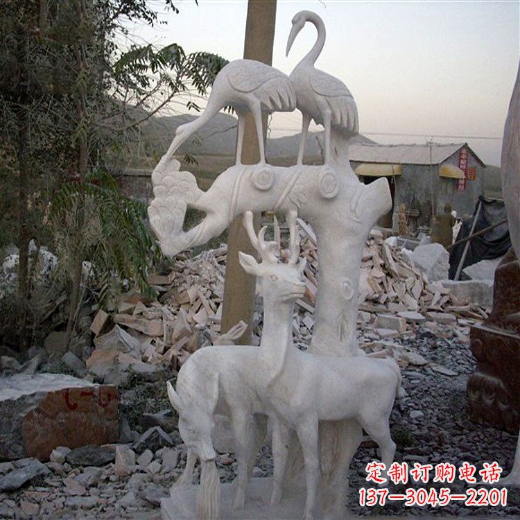 宁夏仙鹤石雕景观摆件