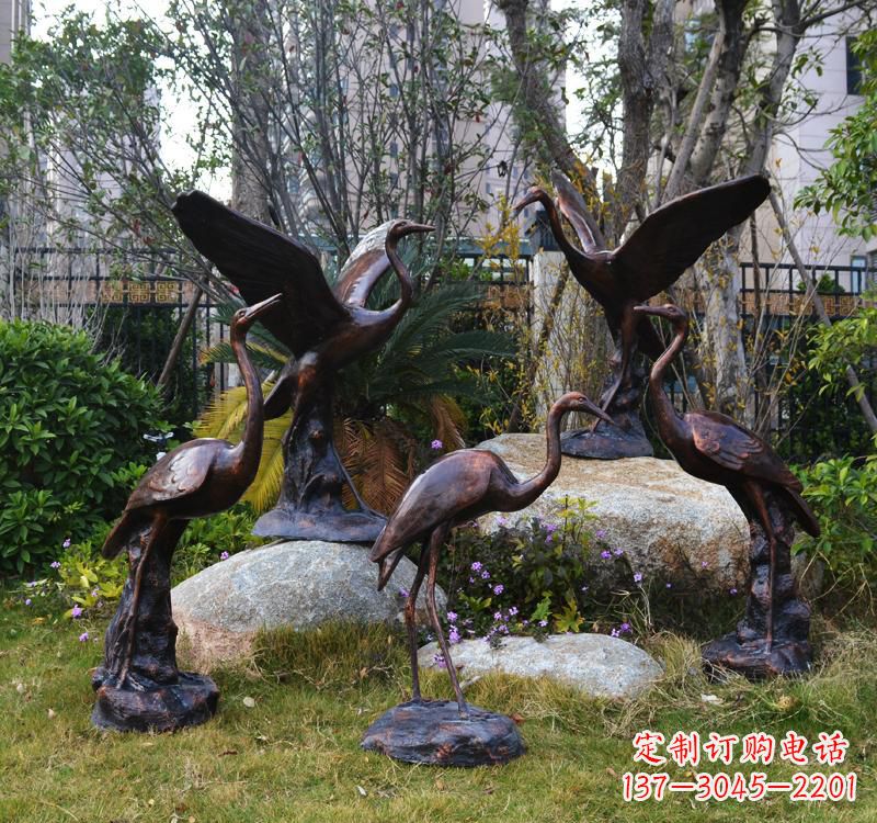 宁夏仙鹤铜雕塑 (2)