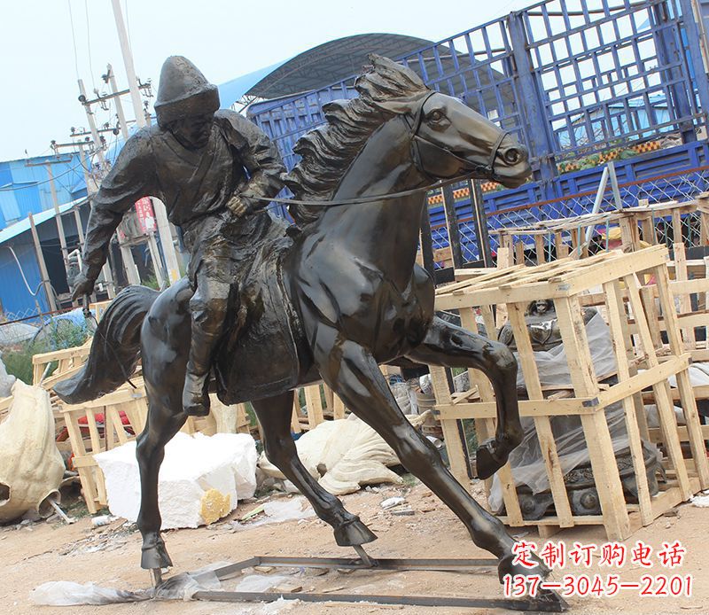 宁夏现代骑马人物公园景观铜雕