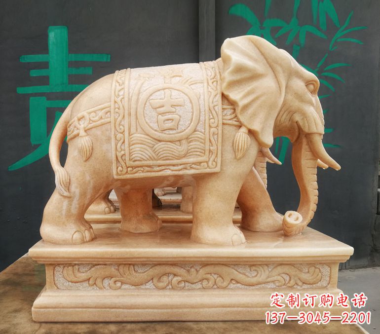 宁夏现代石雕大象雕像