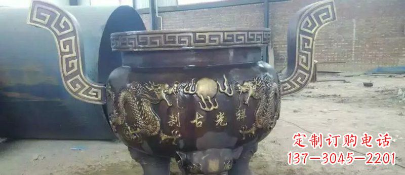 宁夏祥光古刹寺庙香炉铜雕
