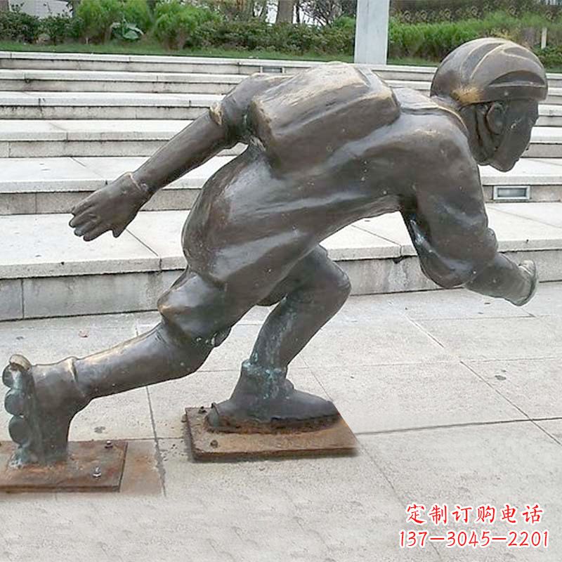 宁夏小孩滑旱冰广场人物运动雕塑