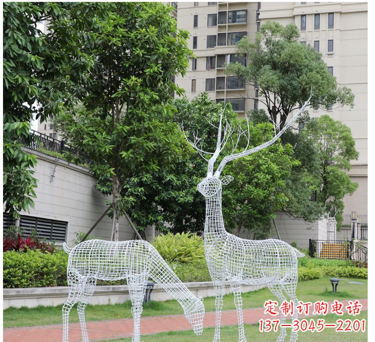 宁夏小区不锈钢镂空梅花鹿鹿雕塑