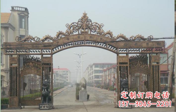 宁夏小区不锈钢门口牌坊雕塑