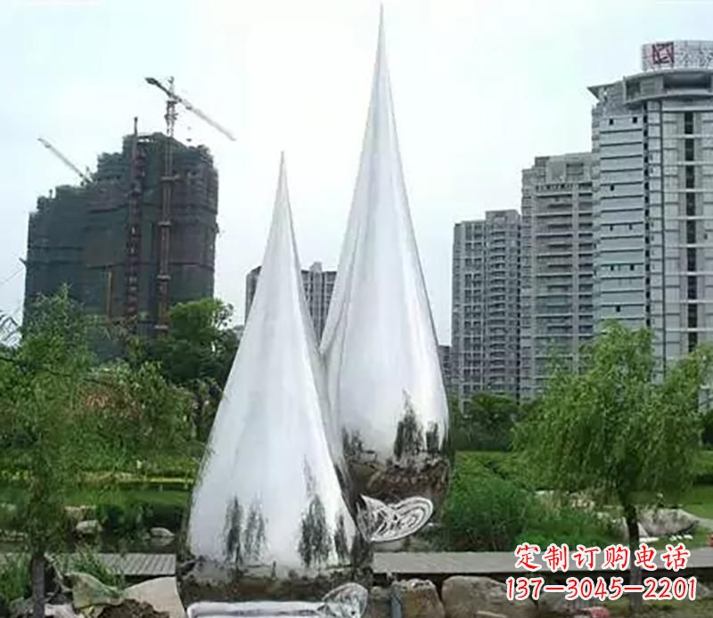 宁夏小区不锈钢水滴雕塑