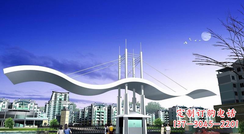 宁夏小区不锈钢门牌坊景观雕塑