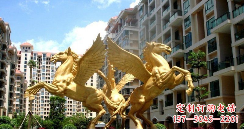 宁夏小区飞马动物铜雕