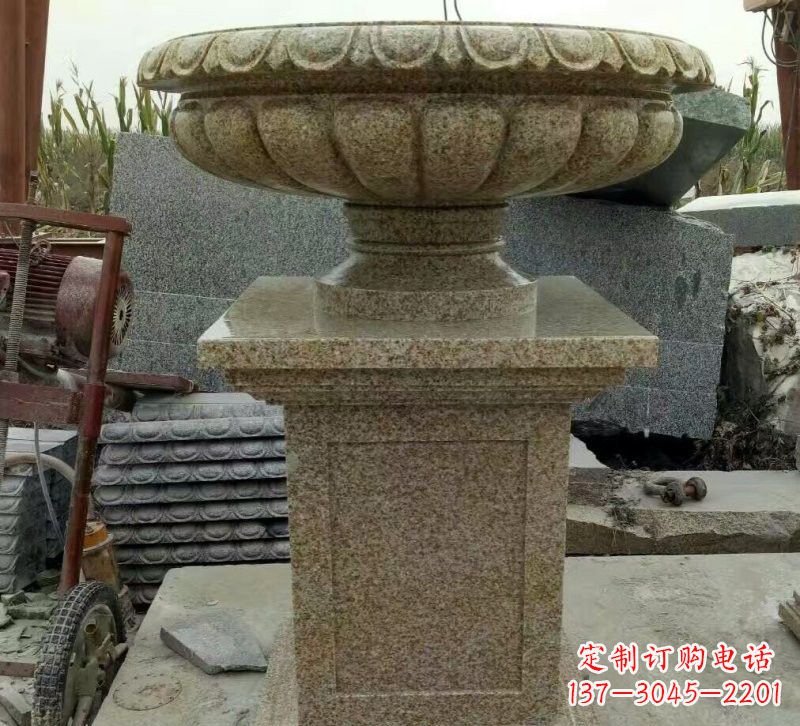 宁夏小区花岗岩花盆雕塑