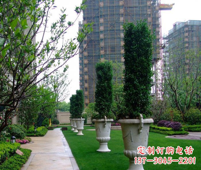 宁夏小区景观大理石花盆石雕 (7)