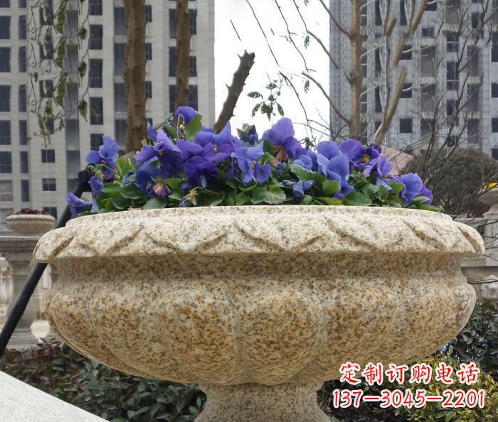 宁夏小区景观大理石花盆石雕