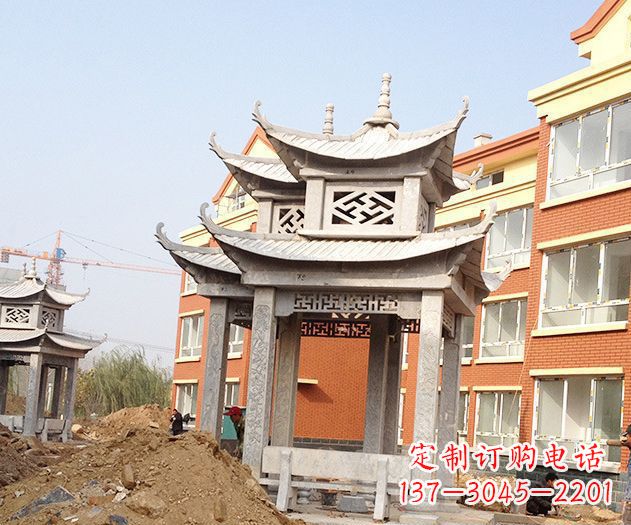 宁夏小区景观大理石凉亭石雕