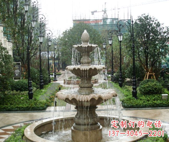 宁夏小区景观大理石喷泉石雕 (4)