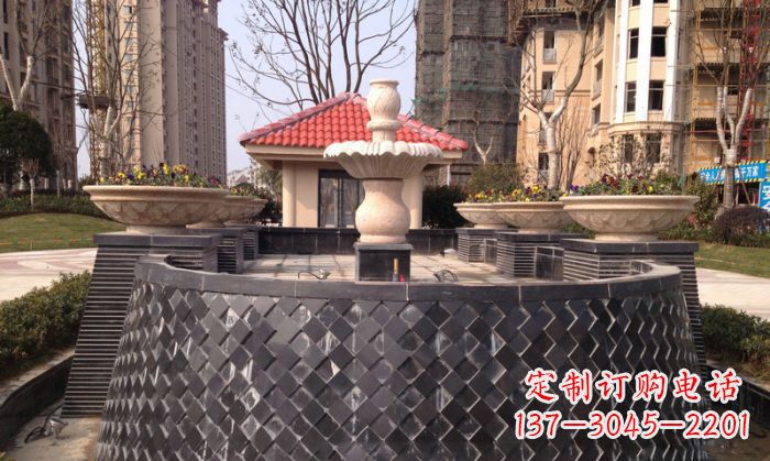 宁夏小区景观大理石喷泉石雕 (3)