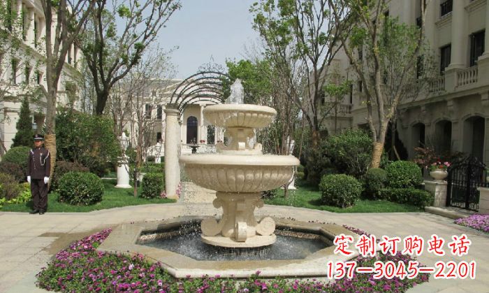 宁夏小区景观大理石喷泉石雕 (7)