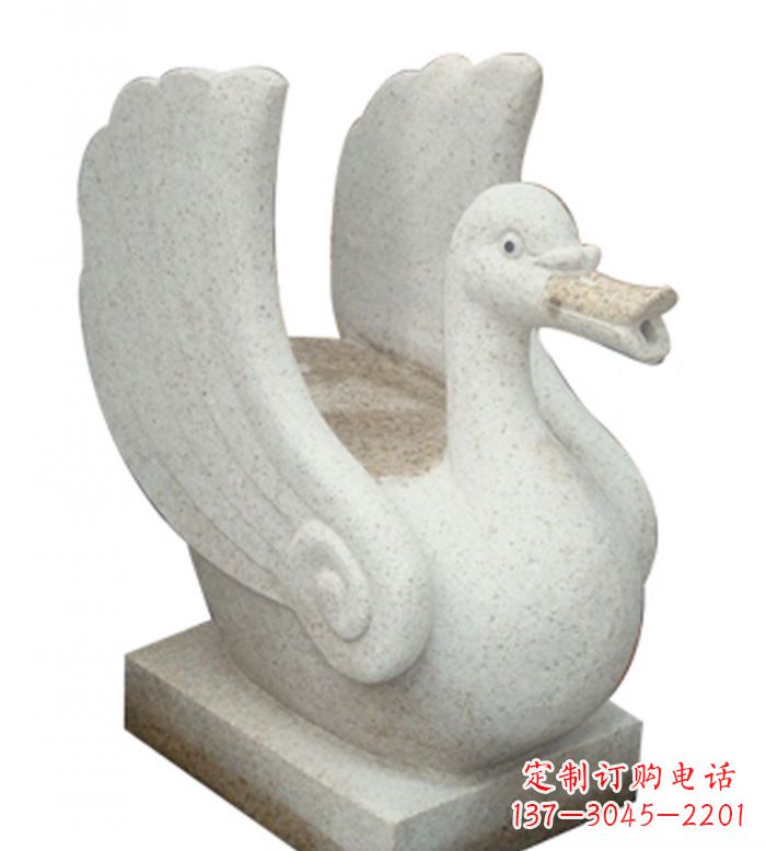 宁夏小区景观大理石天鹅喷泉石雕 (2)