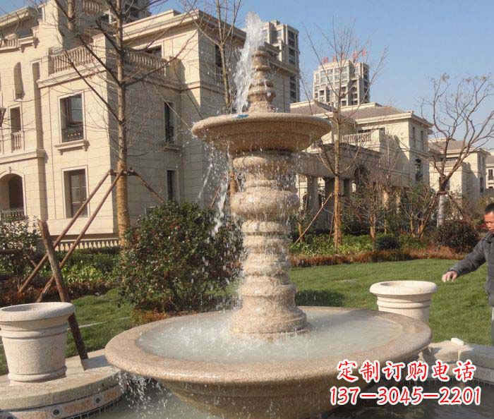 宁夏小区景观多层喷泉石雕 (2)