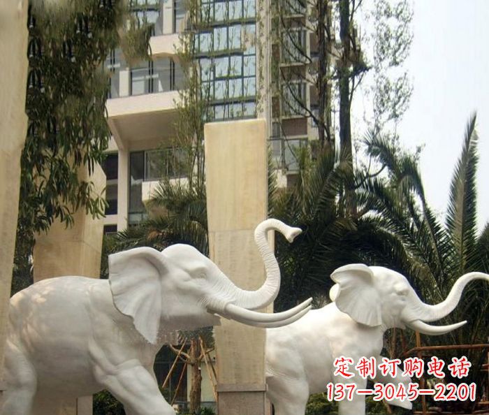 宁夏小区景观汉白玉大象石雕