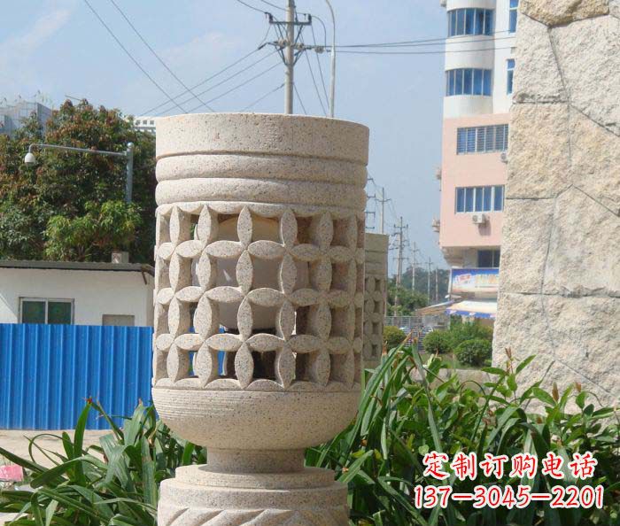 宁夏小区景观镂空石灯石雕