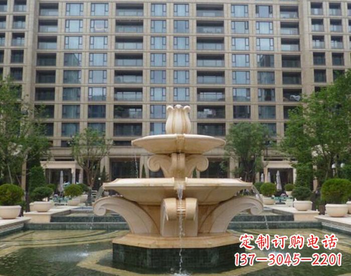 宁夏小区景观晚霞红喷泉石雕 (2)