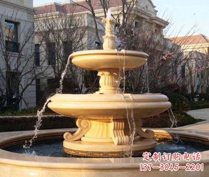 宁夏小区景观晚霞红喷泉石雕