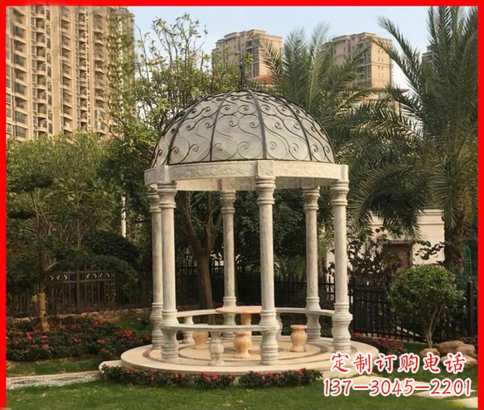 宁夏小区欧式圆顶凉亭石雕 (2)