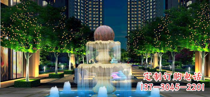 宁夏小区石来运转风水球石雕喷泉