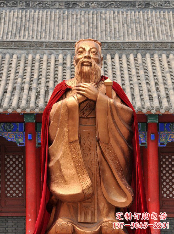 宁夏校园古代名人孔子铜雕