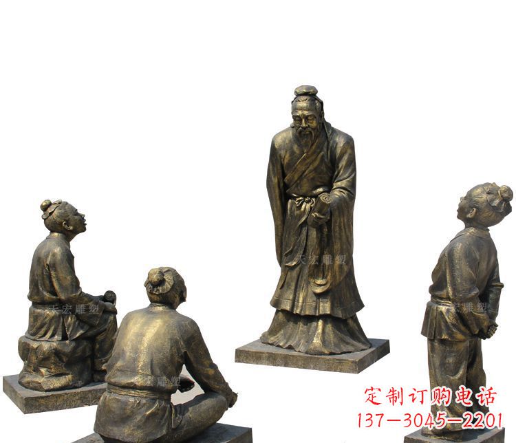 宁夏校园孔子讲学铜雕塑