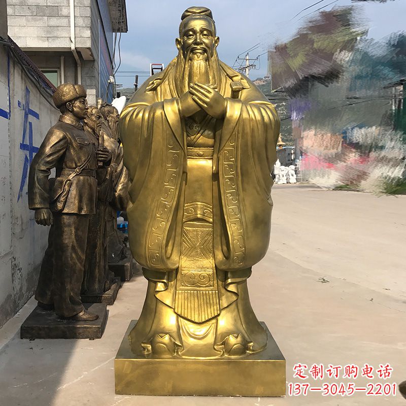 宁夏校园孔子铜雕像