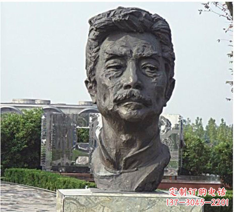 宁夏校园名人鲁迅头像铜雕
